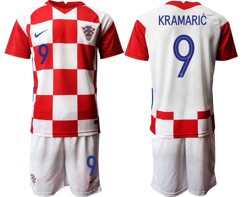 Men 2021 European Cup Croatia white home #9 Soccer Jerseys->croatia jersey->Soccer Country Jersey